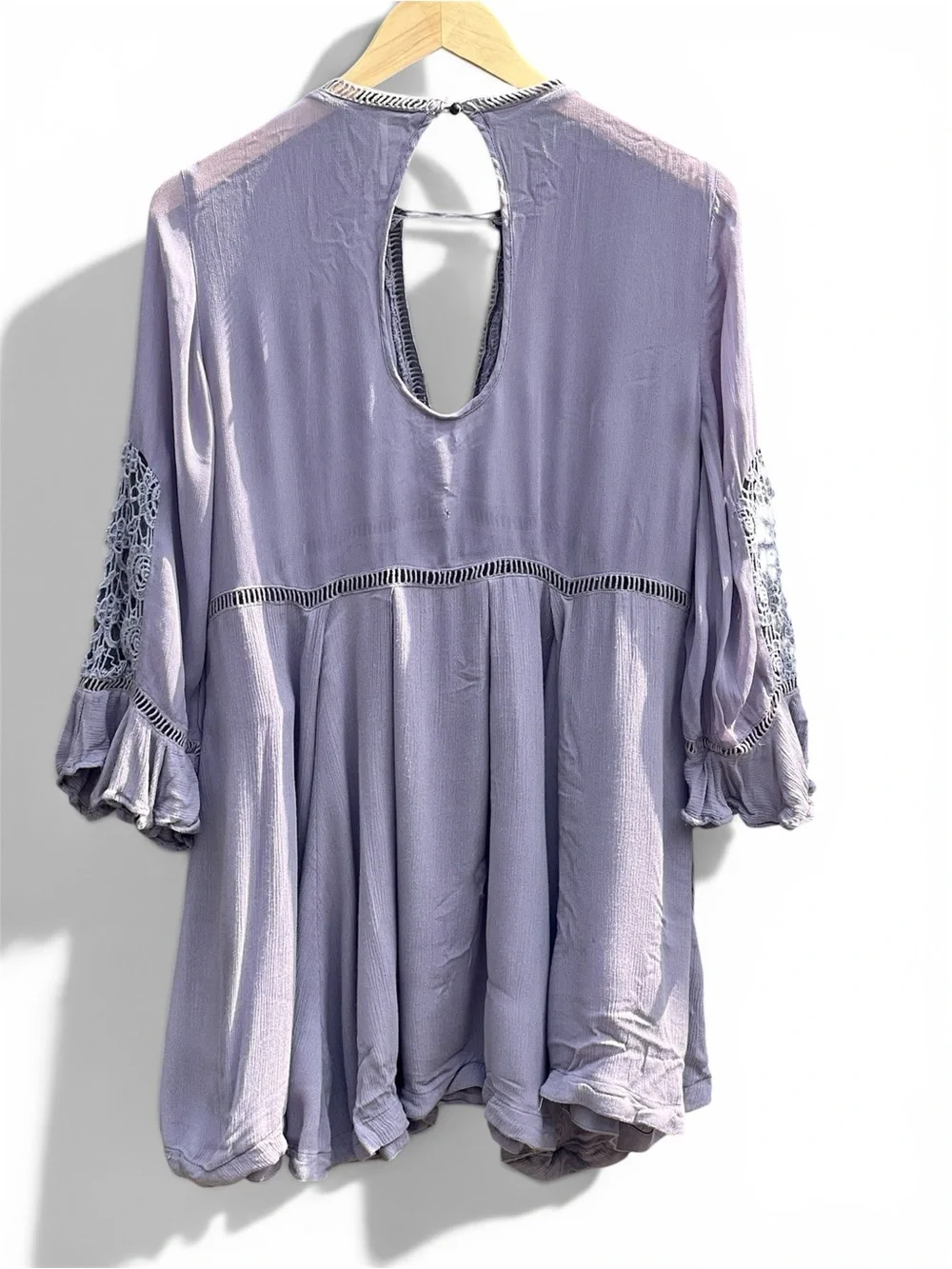 Free People Lilac Crochet Lace Tunic Dress Boho Small